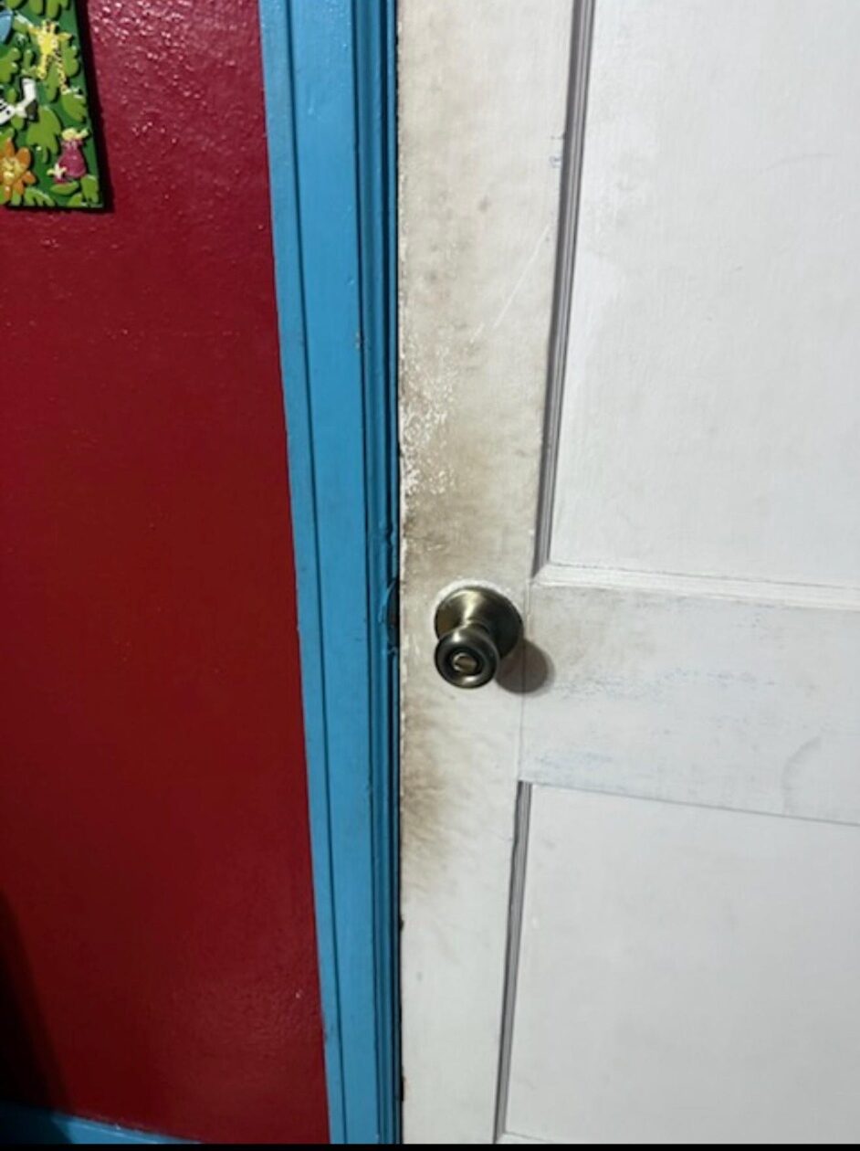 Door detail before cleaning
